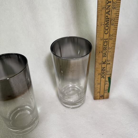 Dorothy Thorpe MCM Silver Fade Glasses, Highball Mercury Ombre Set of 2 - Picture 4 of 5